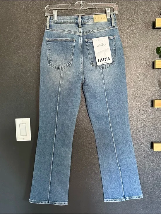 Pistola Lennon Jeans Essence High Rise Straight Crop Raw Hem Size 26 NWT - Picture 9 of 11